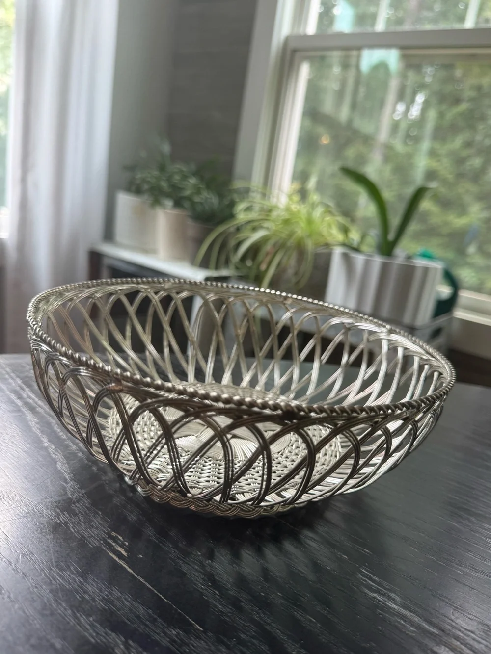 Vintage MCM Round Wire Basket